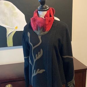 💥SOLD💥 CoVelo Clothing. Co. Amazing ❤️ Boiled Wool Appliquéd Poppy Jacket